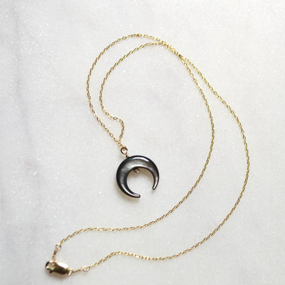 Salty But Sweet Blacklip Shell Crescent Necklace