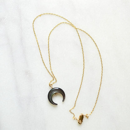 Salty But Sweet Blacklip Shell Crescent Necklace