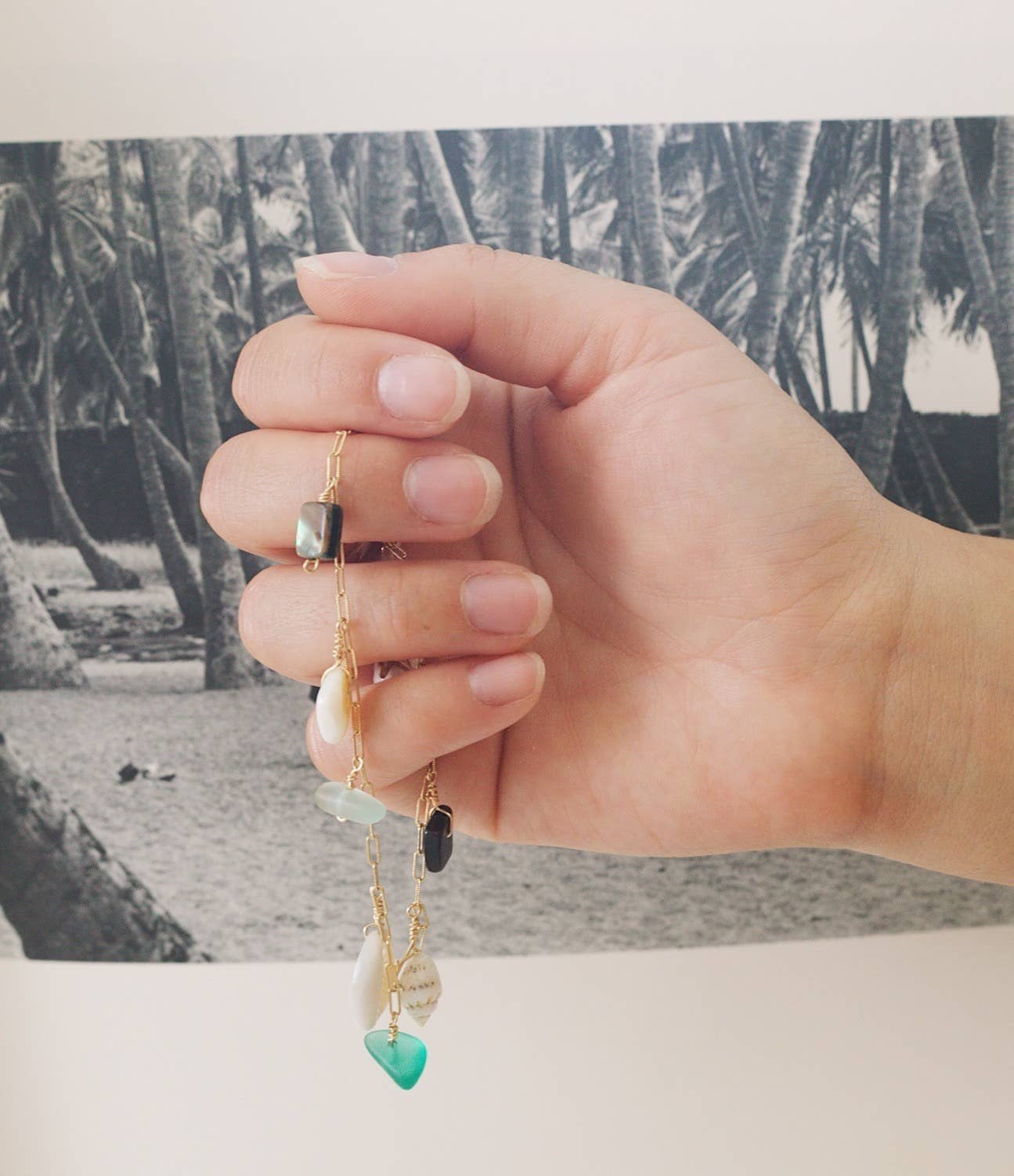 Holding Salty But Sweet Gold Ocean Charm Bracelet