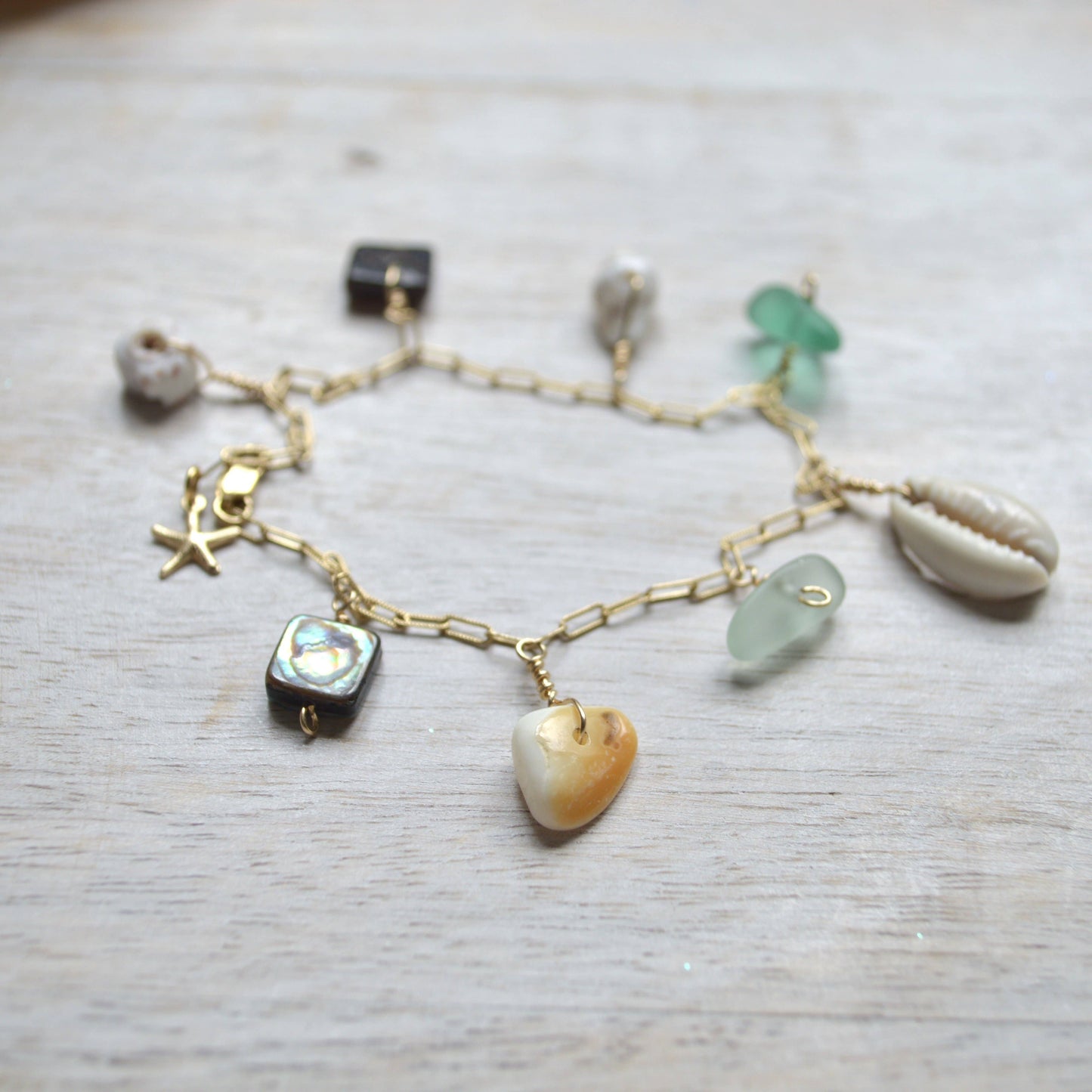 Salty But Sweet Gold Ocean Charm Bracelet