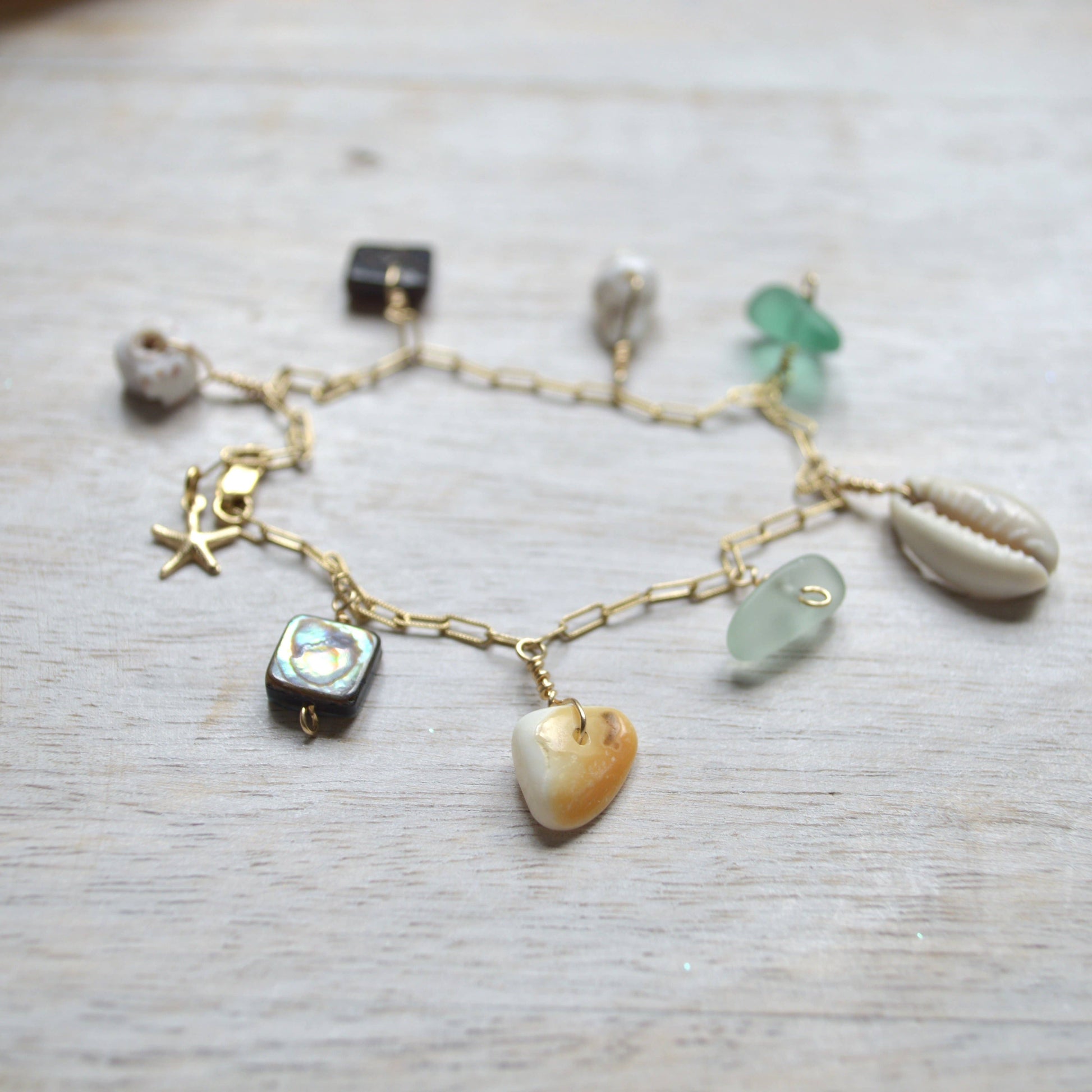 Salty But Sweet Gold Ocean Charm Bracelet