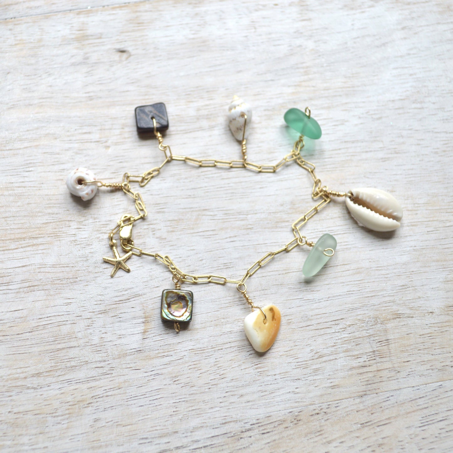 Salty But Sweet Gold Ocean Charm Bracelet