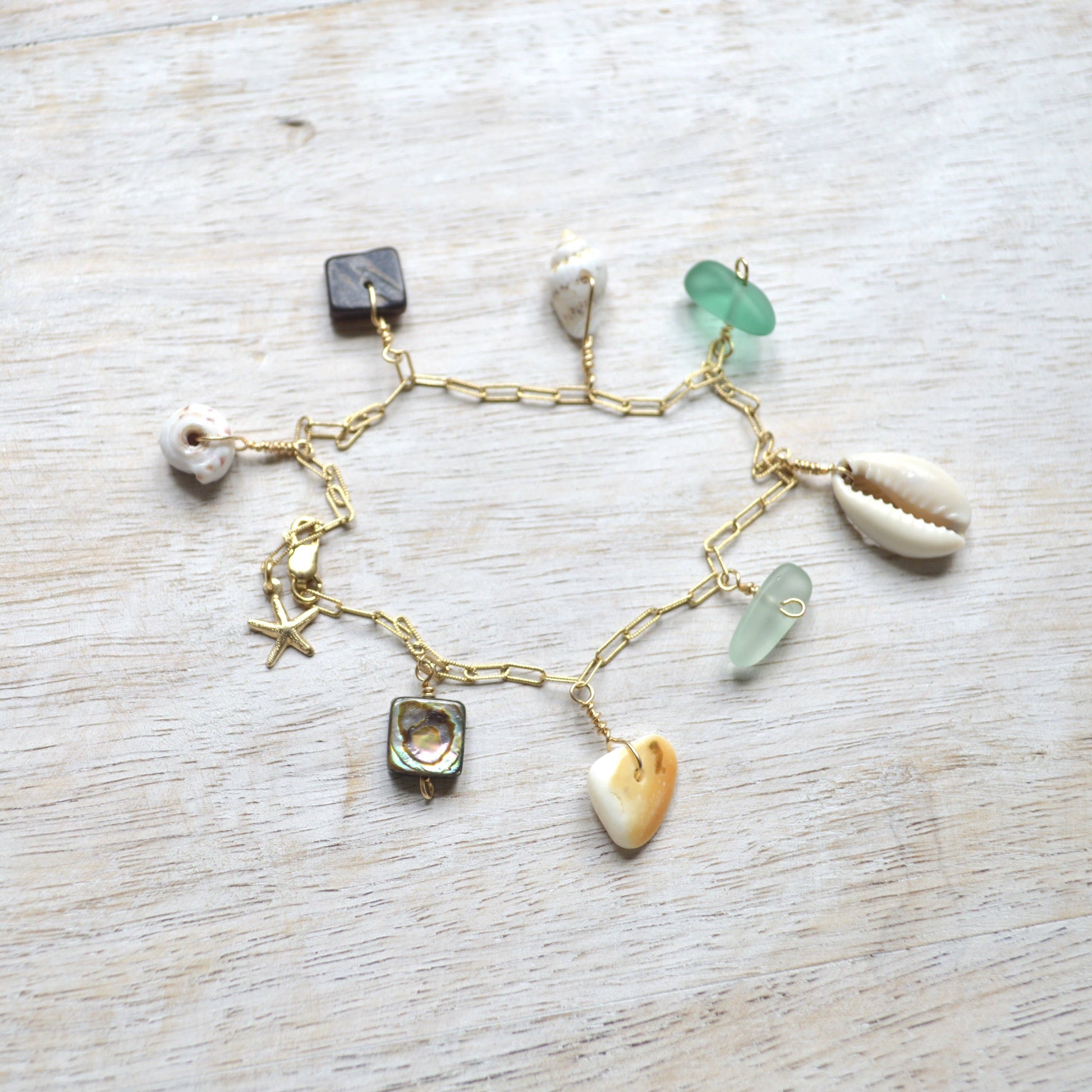 Salty But Sweet Gold Ocean Charm Bracelet