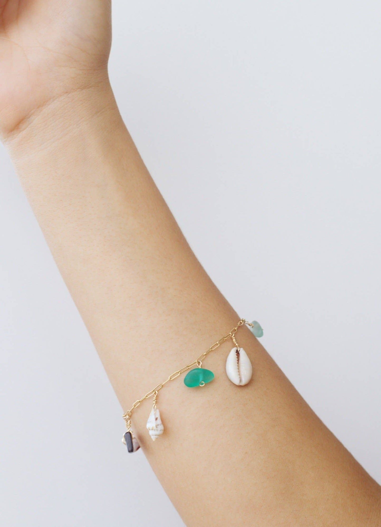 Wearing Salty But Sweet Gold Ocean Charm Bracelet