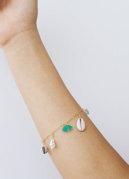 Wearing Salty But Sweet Gold Ocean Charm Bracelet