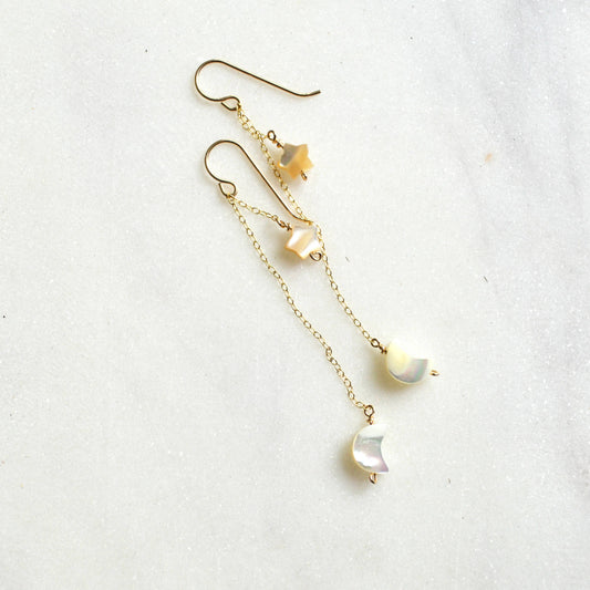 Salty But Sweet Mini Moon and Star Earrings