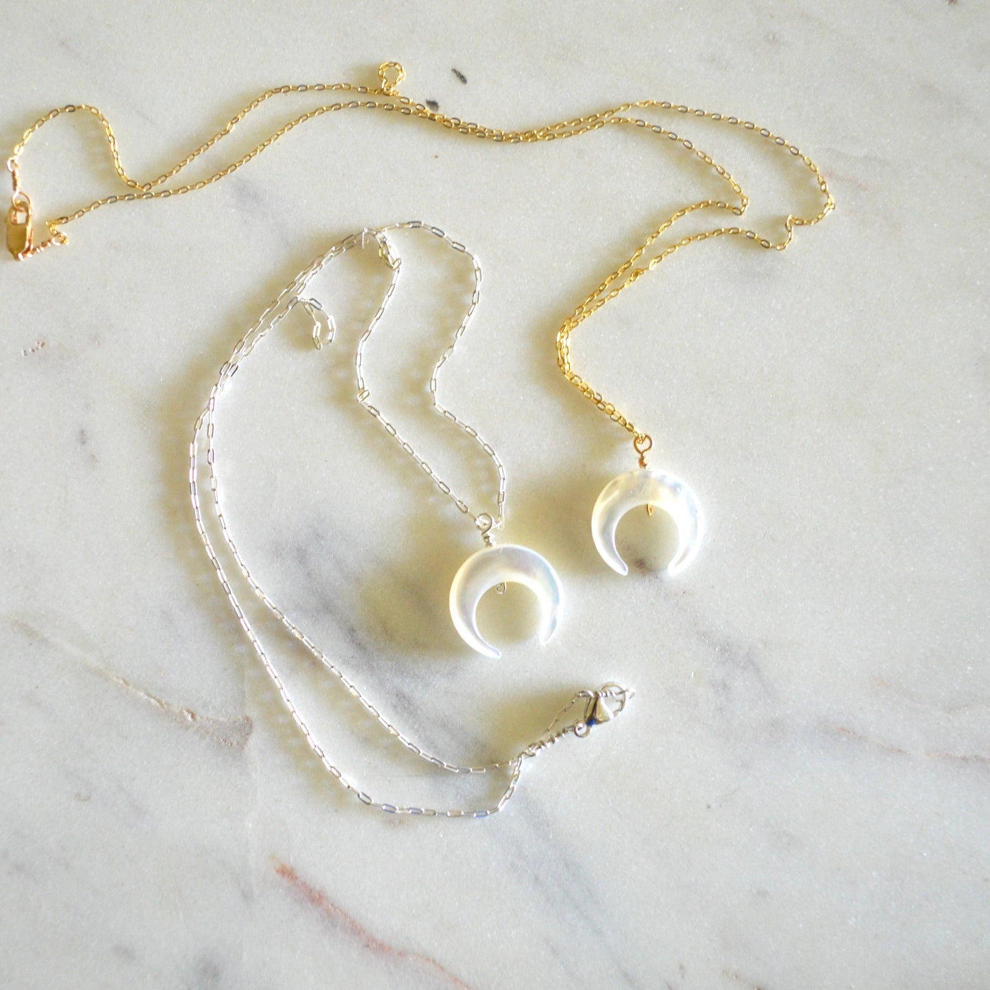 Salty But Sweet Mother of Pearl Crescent Necklace
