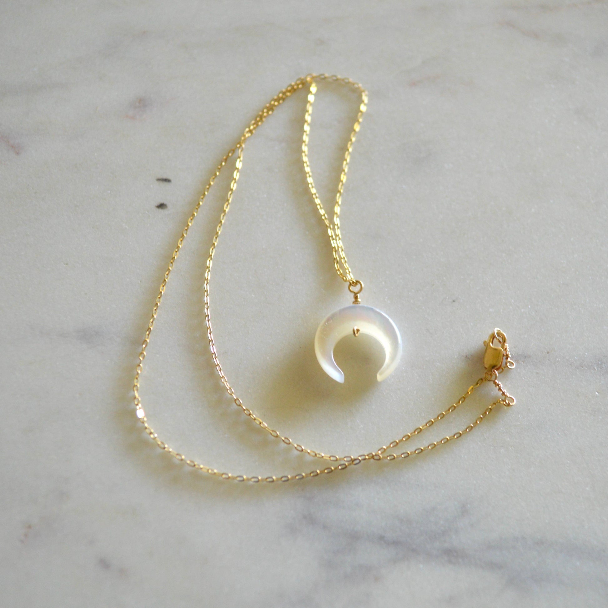 Salty But Sweet Mother of Pearl Crescent Necklace