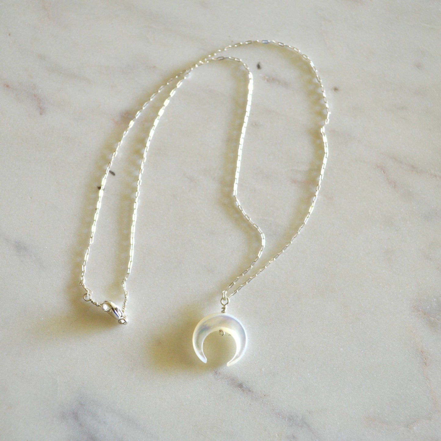 Salty But Sweet Mother of Pearl Crescent Necklace