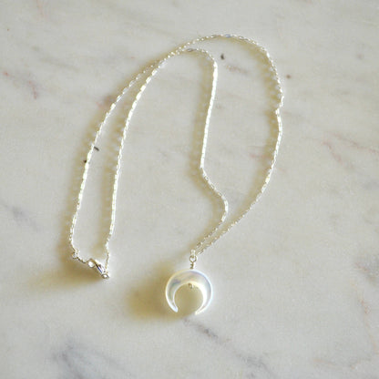 Salty But Sweet Mother of Pearl Crescent Necklace