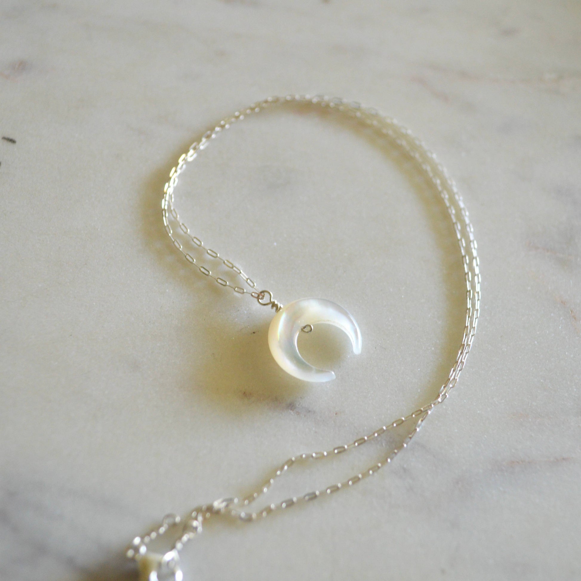 Salty But Sweet Mother of Pearl Crescent Necklace