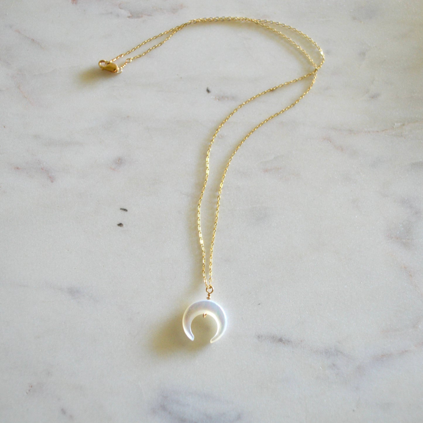 Salty But Sweet Mother of Pearl Crescent Necklace