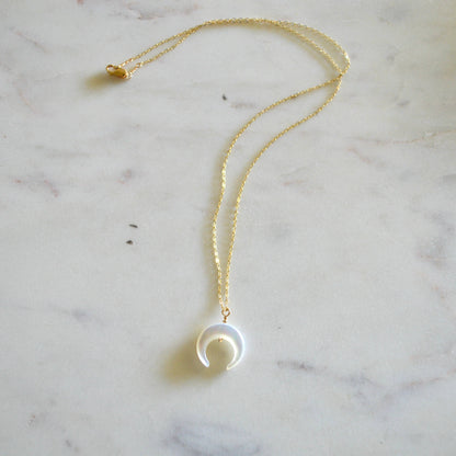 Salty But Sweet Mother of Pearl Crescent Necklace