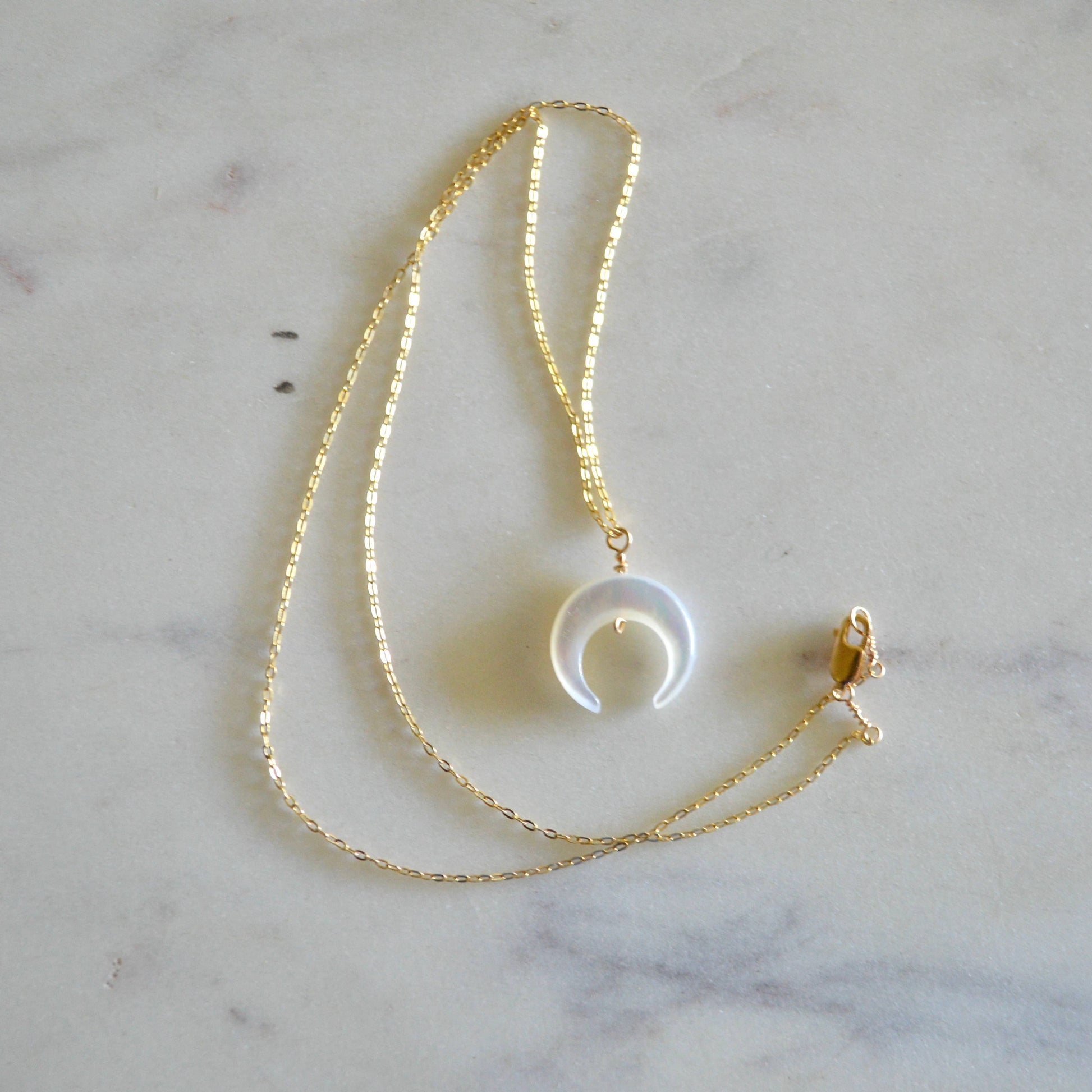 Salty But Sweet Mother of Pearl Crescent Necklace