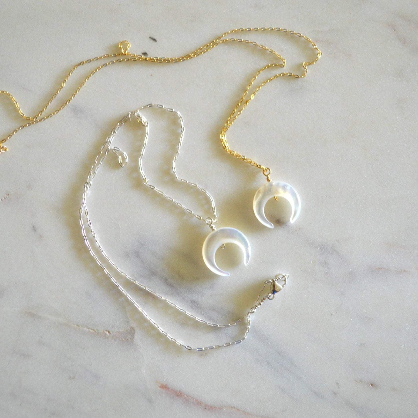 Salty But Sweet Mother of Pearl Crescent Necklace