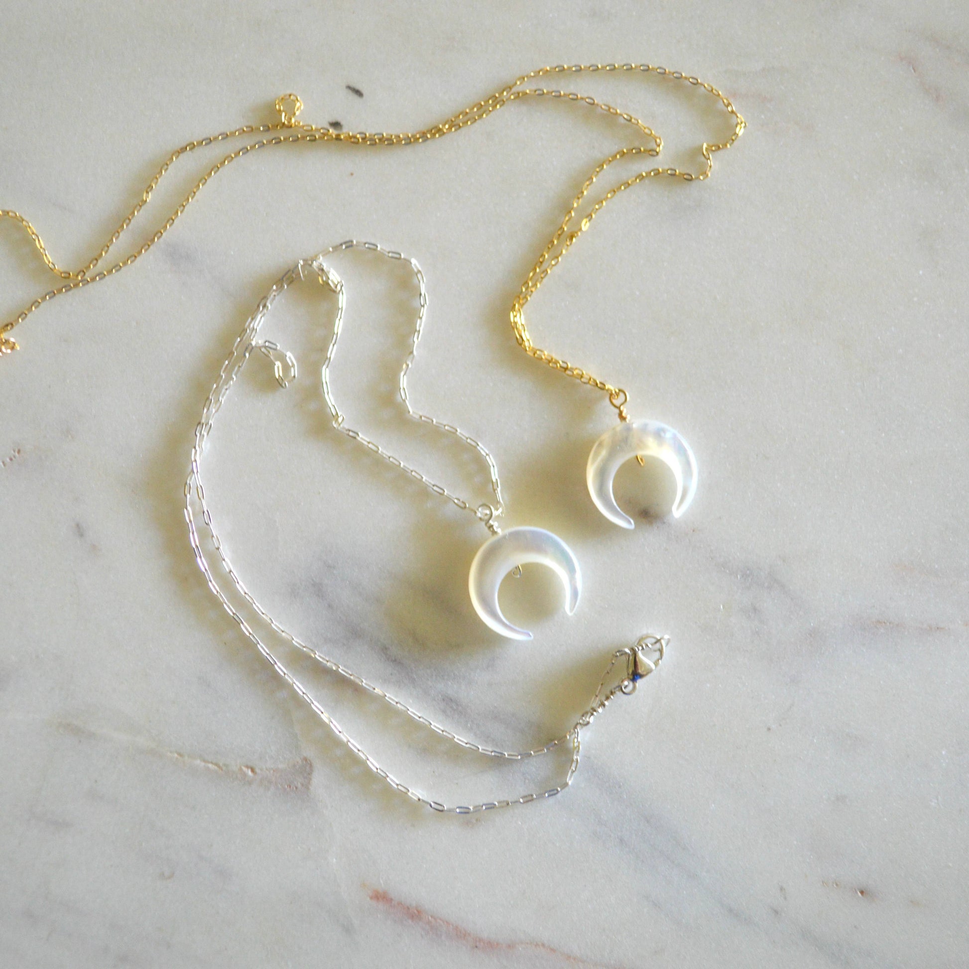 Salty But Sweet Mother of Pearl Crescent Necklace