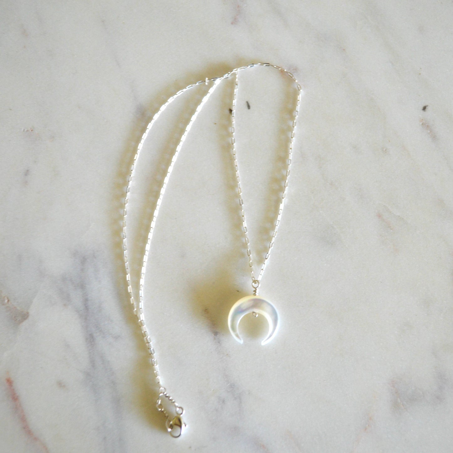 Salty But Sweet Mother of Pearl Crescent Necklace