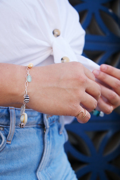Wearing Salty But Sweet Ocean Charm Bracelet in Sterling