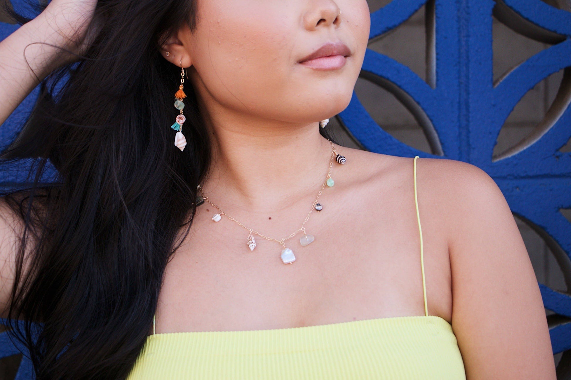 Wearing Salty But Sweet Ocean Charm Necklace in Gold