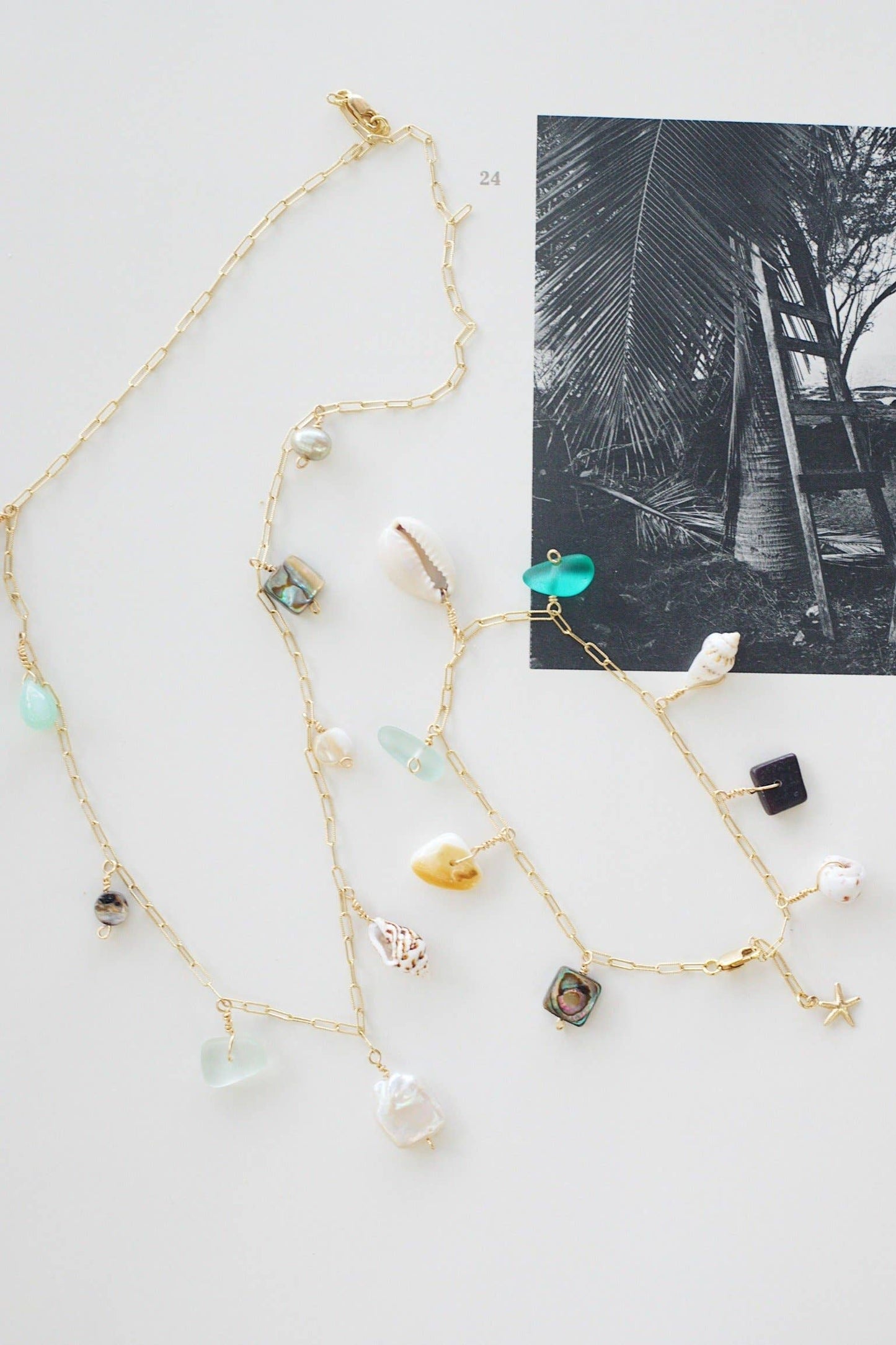 Salty But Sweet Ocean Charm Necklace in Gold