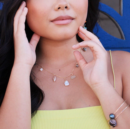 Wearing Salty But Sweet Ocean Charm Necklace in Gold