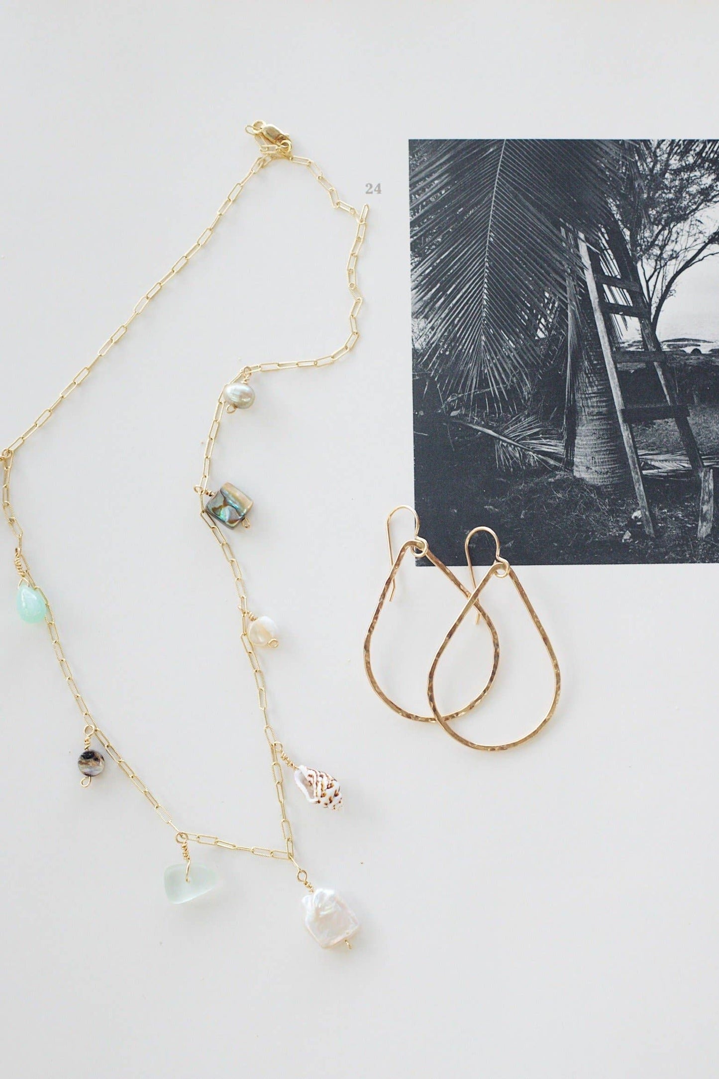 Salty But Sweet Ocean Charm Necklace in Gold