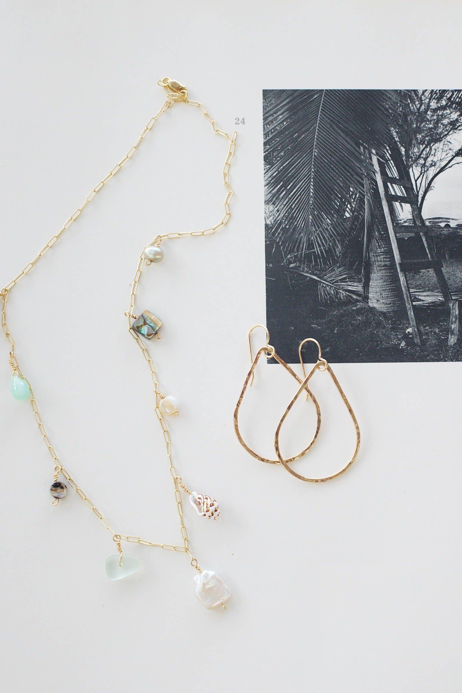 Salty But Sweet Ocean Charm Necklace in Gold