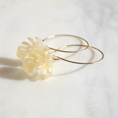 Salty But Sweet Opal Monstera Leaf Earrings