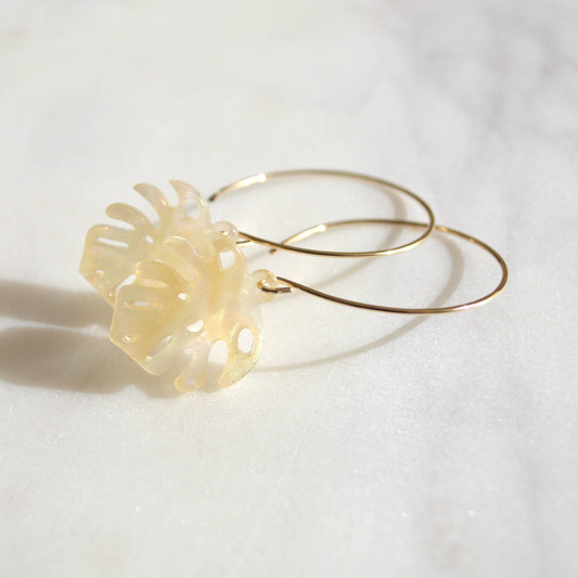 Salty But Sweet Opal Monstera Leaf Earrings