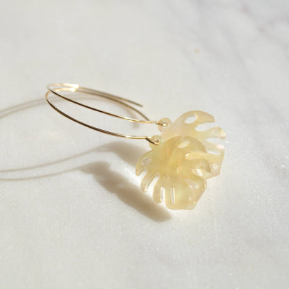 Salty But Sweet Opal Monstera Leaf Earrings