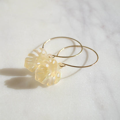 Salty But Sweet Opal Monstera Leaf Earrings