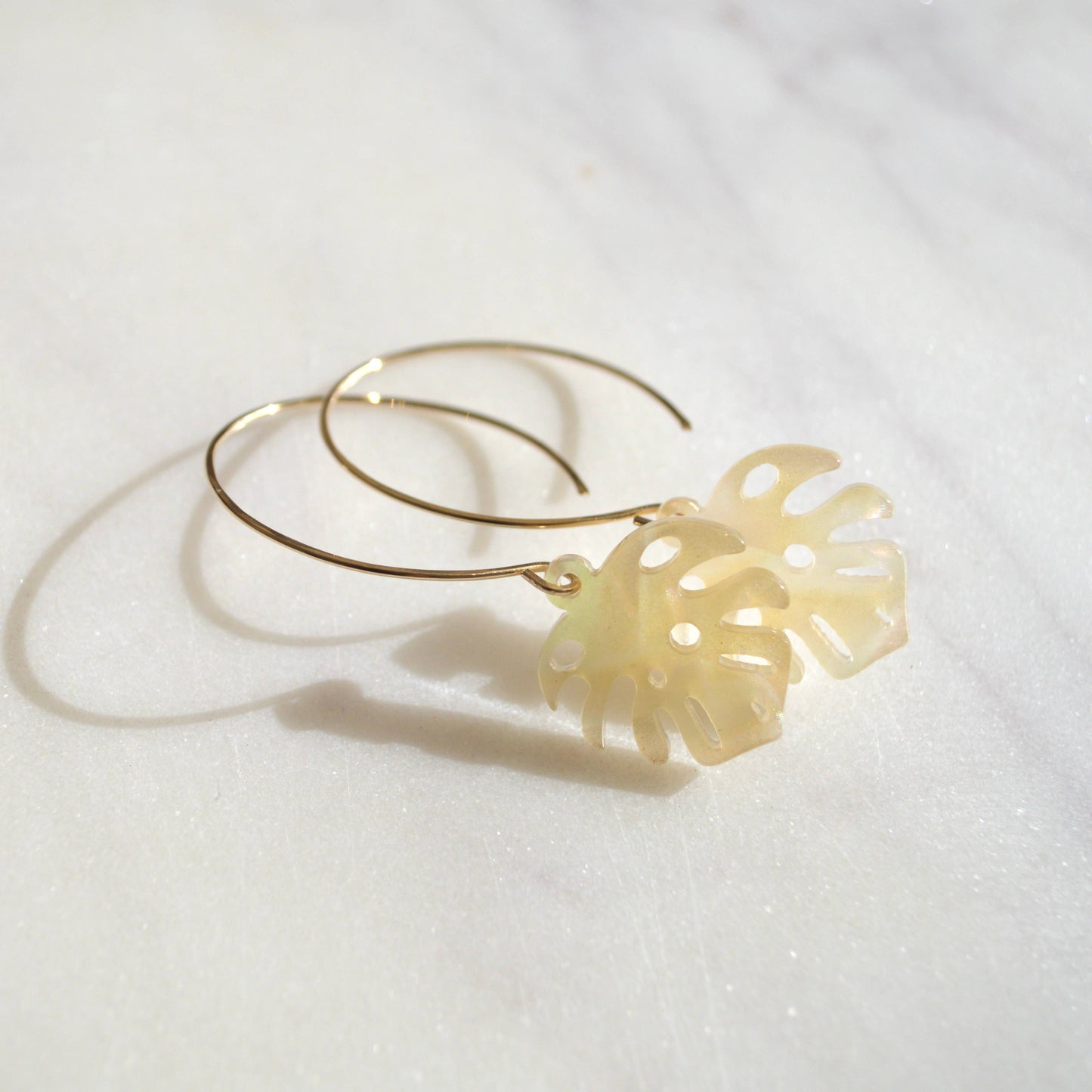 Salty But Sweet Opal Monstera Leaf Earrings