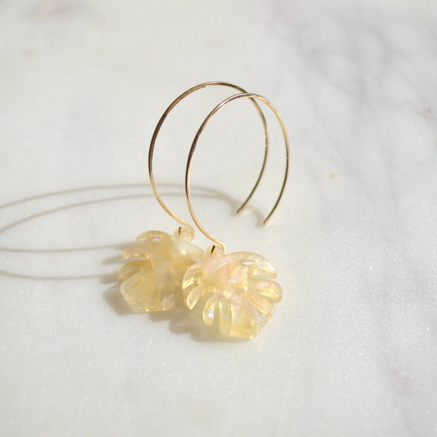 Salty But Sweet Opal Monstera Leaf Earrings