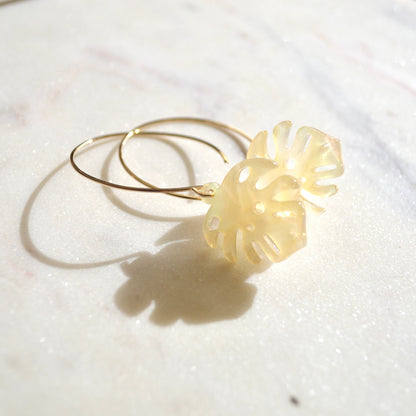Salty But Sweet Opal Monstera Leaf Earrings