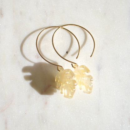 Salty But Sweet Opal Monstera Leaf Earrings