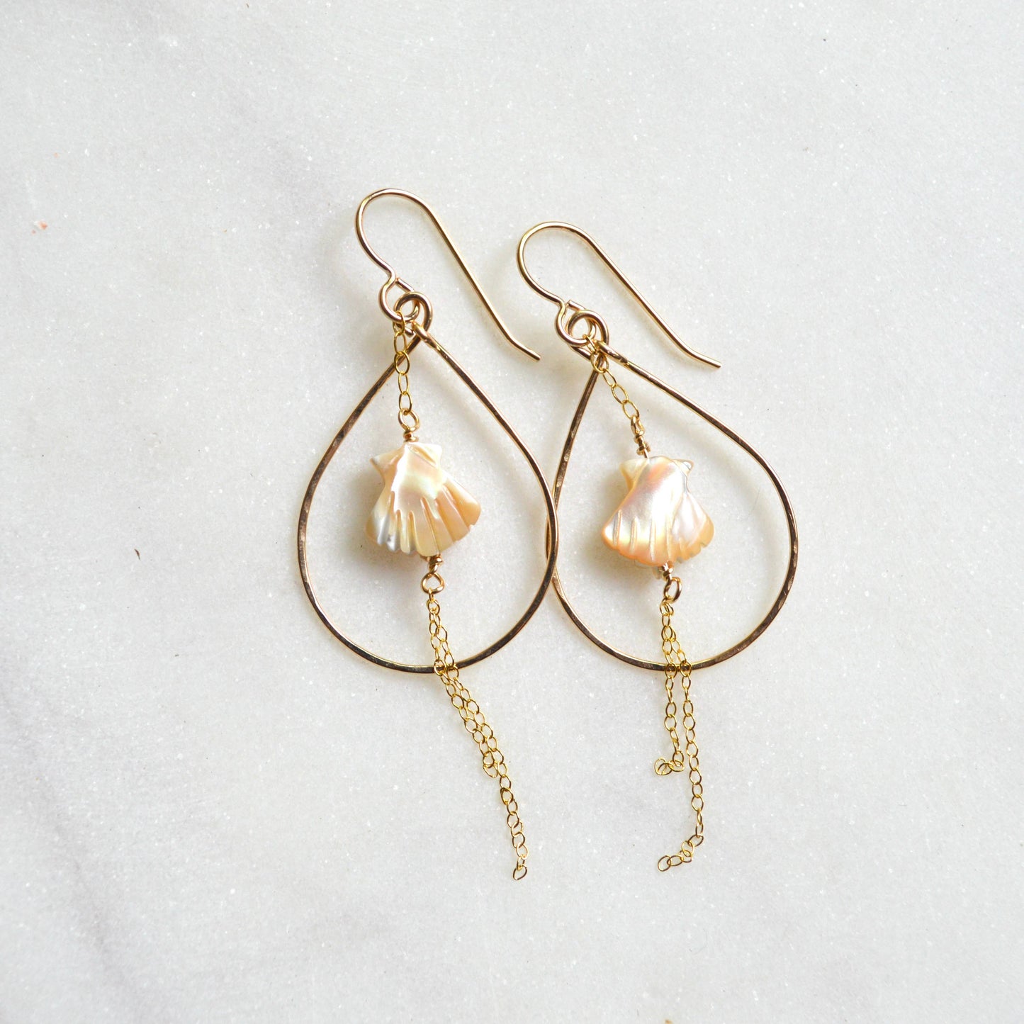 Salty But Sweet Scallop Shell Teardrop Earrings