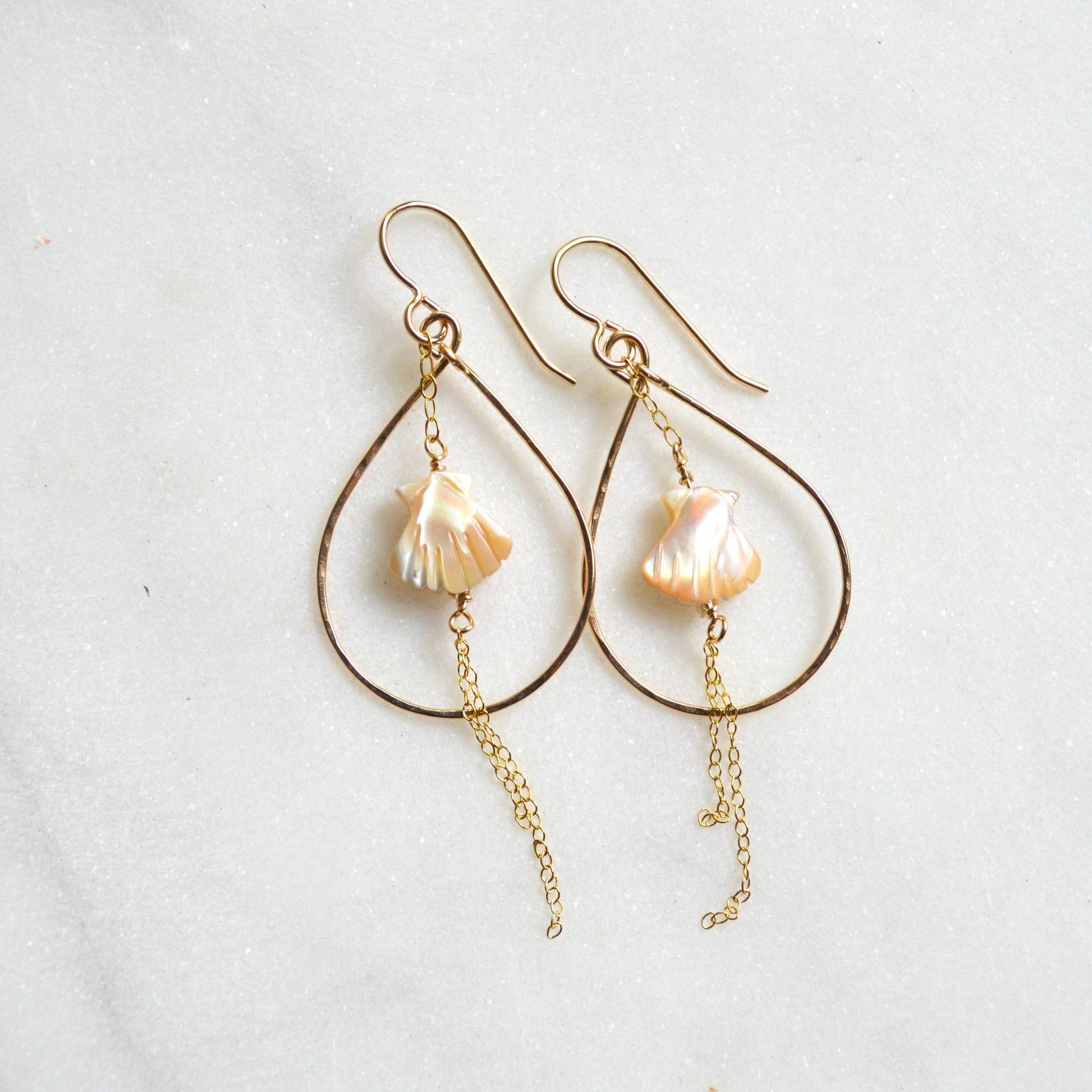 Salty But Sweet Scallop Shell Teardrop Earrings