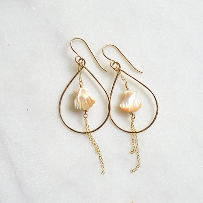Salty But Sweet Scallop Shell Teardrop Earrings