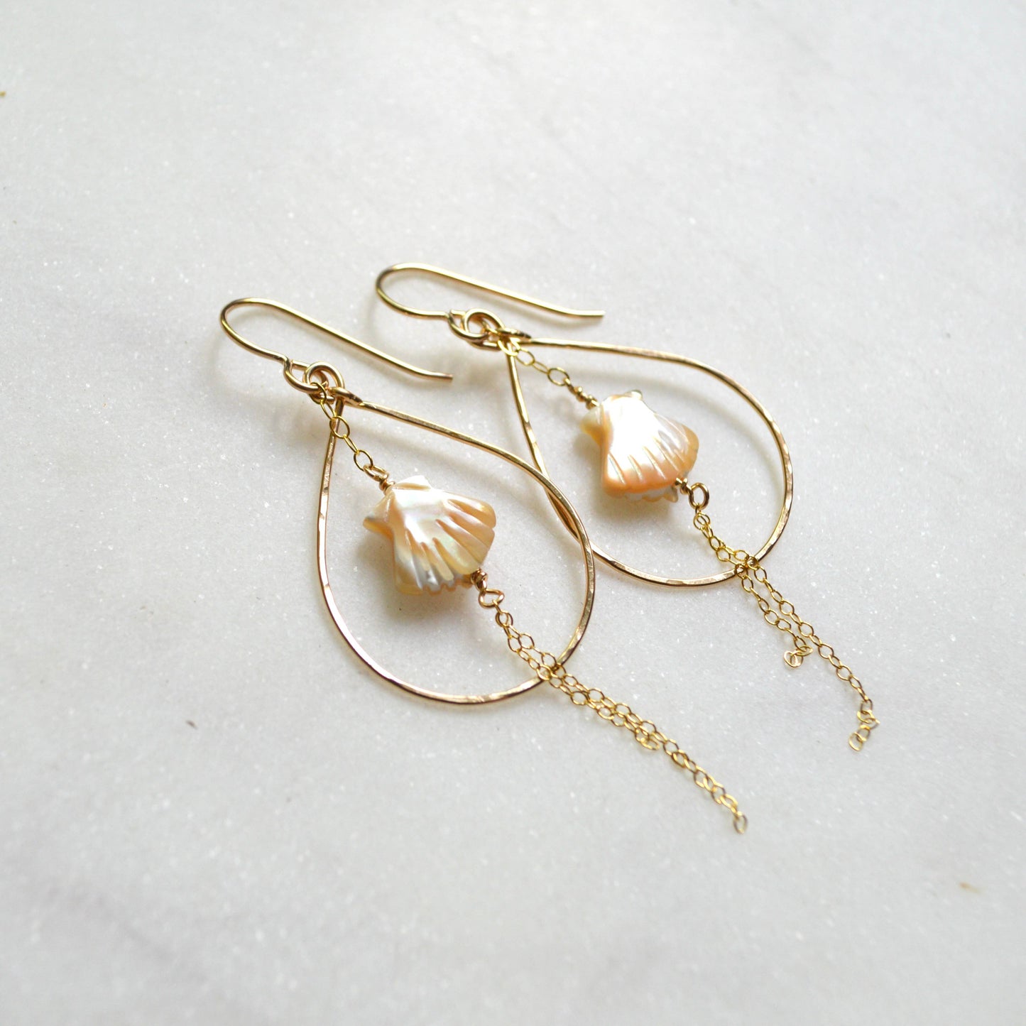 Salty But Sweet Scallop Shell Teardrop Earrings