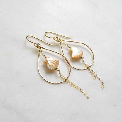 Salty But Sweet Scallop Shell Teardrop Earrings