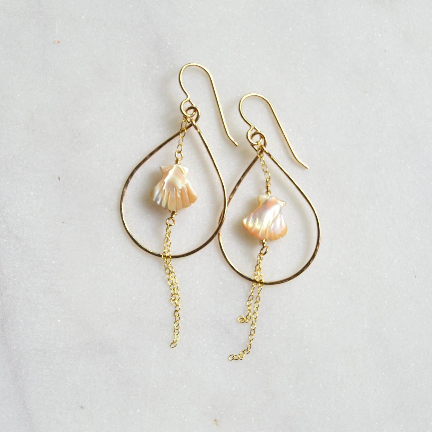 Salty But Sweet Scallop Shell Teardrop Earrings