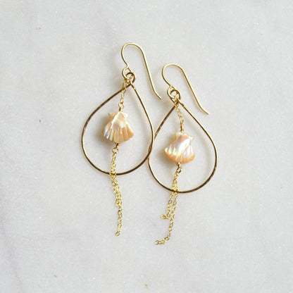 Salty But Sweet Scallop Shell Teardrop Earrings