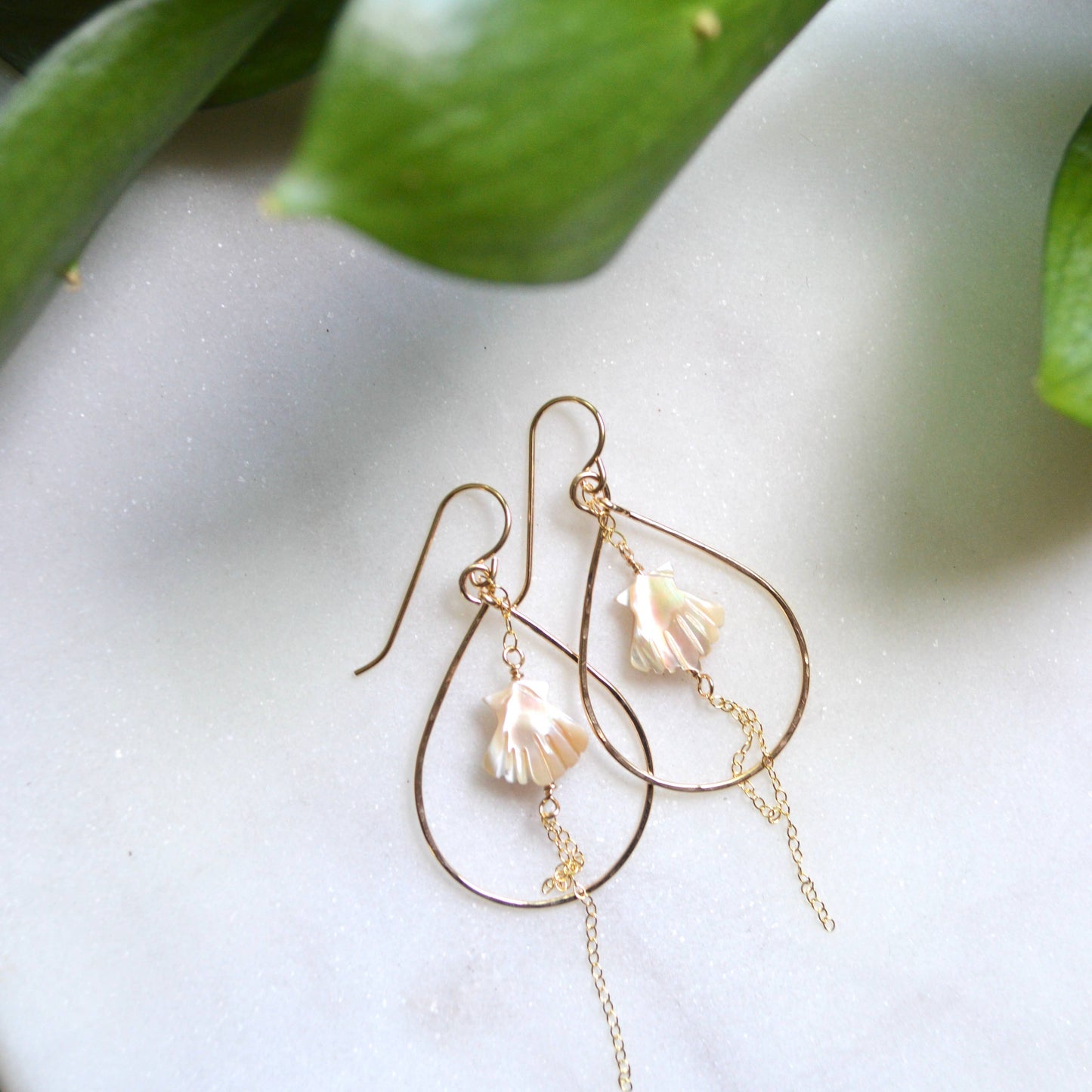 Salty But Sweet Scallop Shell Teardrop Earrings