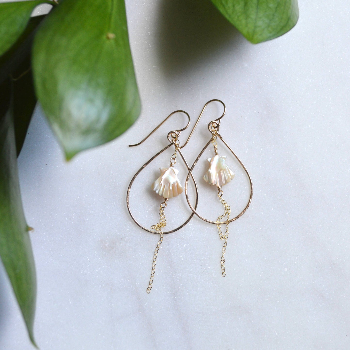 Salty But Sweet Scallop Shell Teardrop Earrings