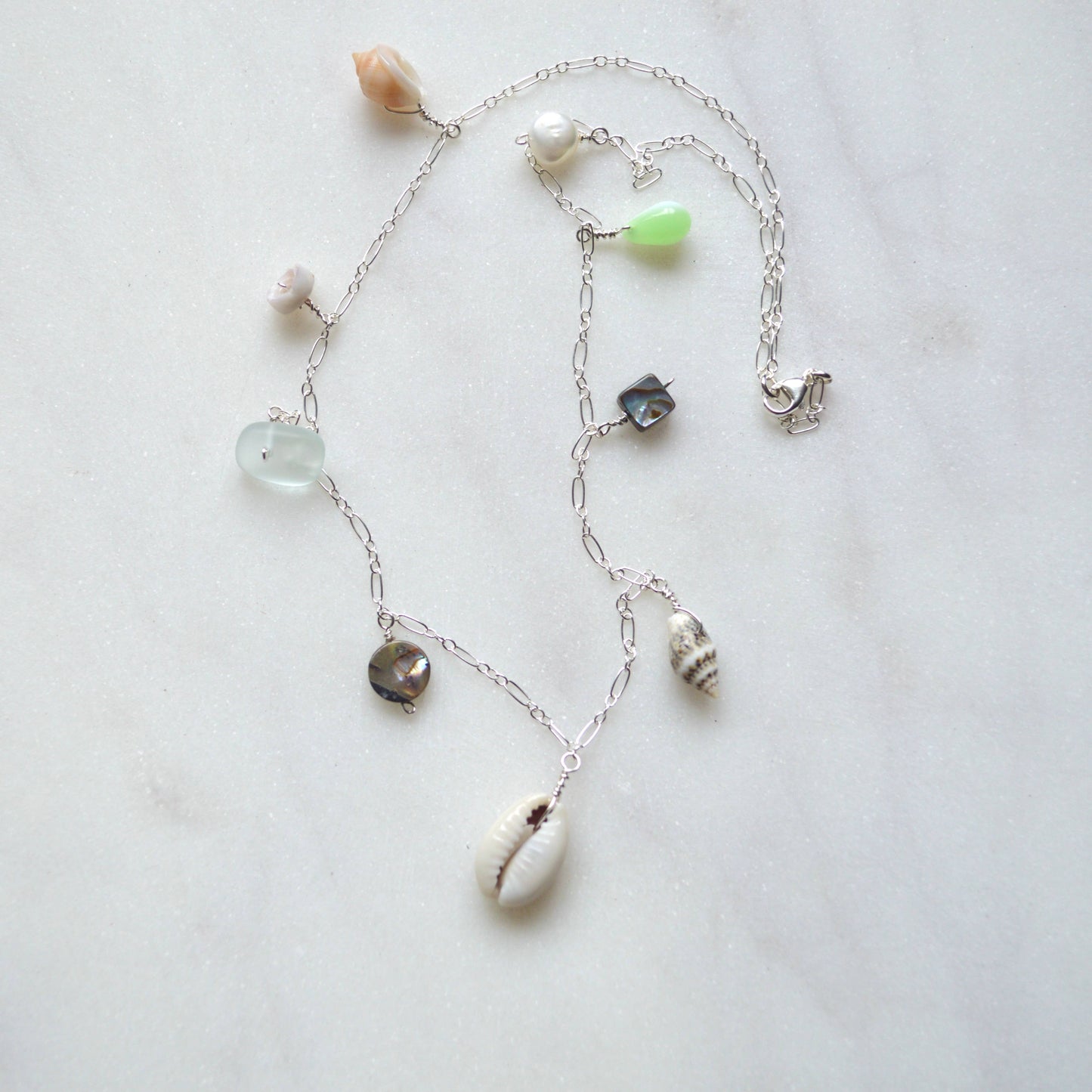 Salty and Sweet Ocean Charm Necklace in Sterling