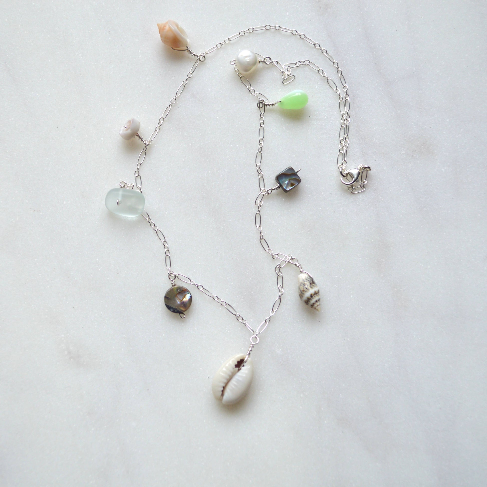 Salty and Sweet Ocean Charm Necklace in Sterling