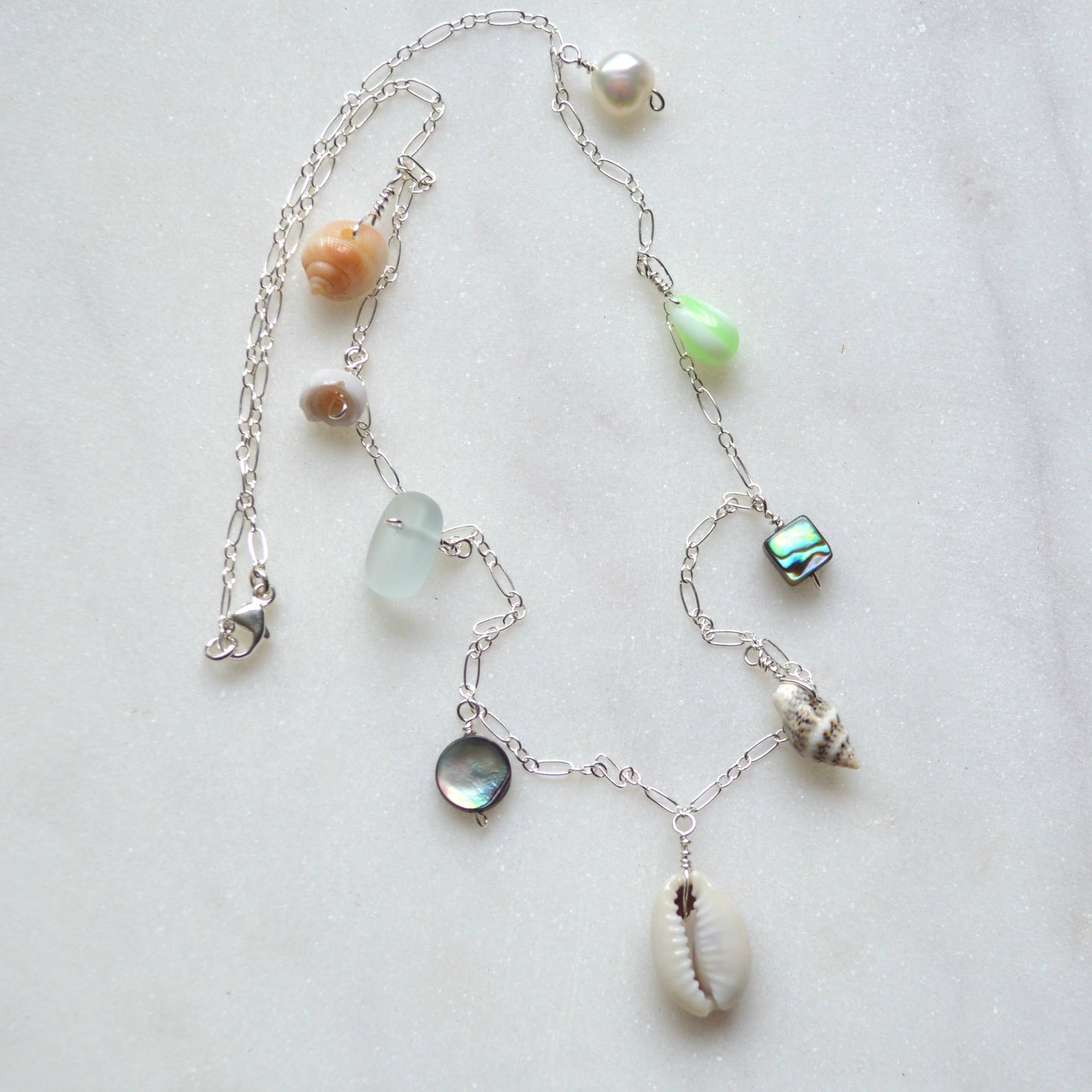 Salty and Sweet Ocean Charm Necklace in Sterling