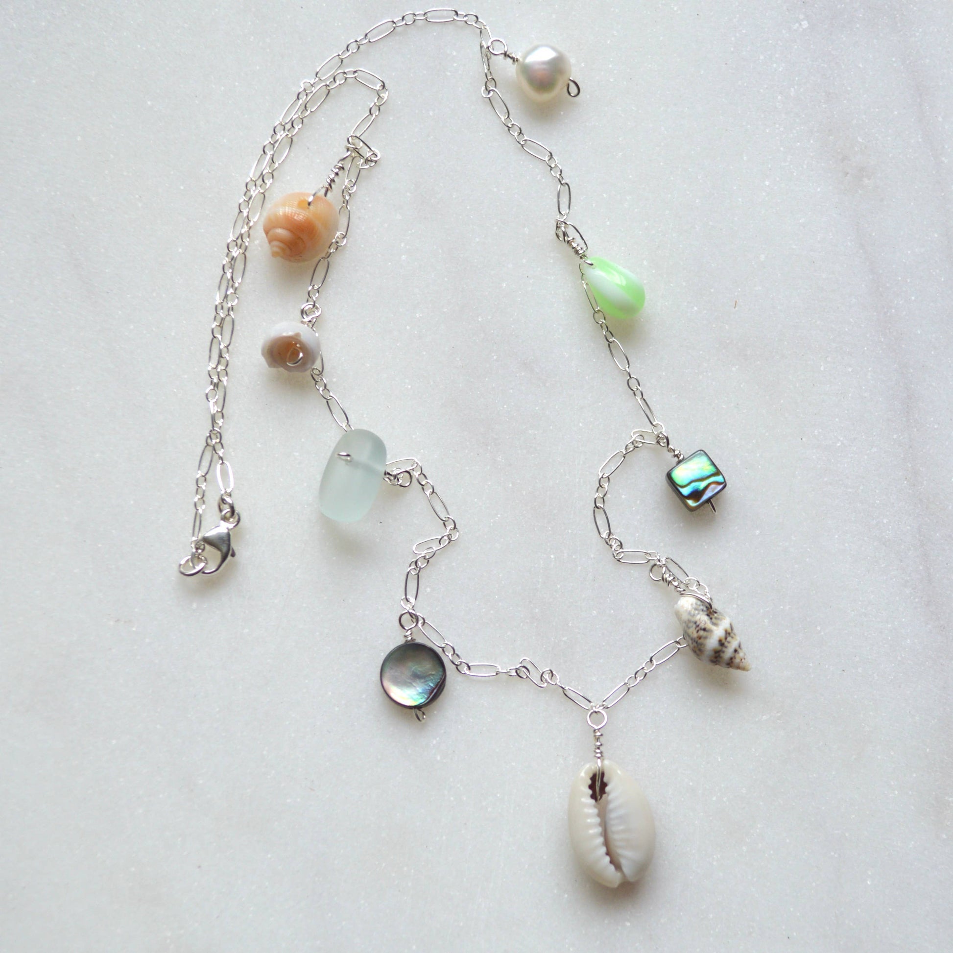 Salty and Sweet Ocean Charm Necklace in Sterling