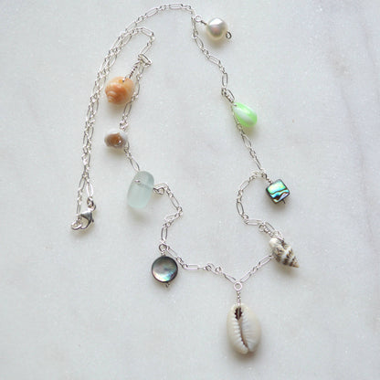 Salty and Sweet Ocean Charm Necklace in Sterling