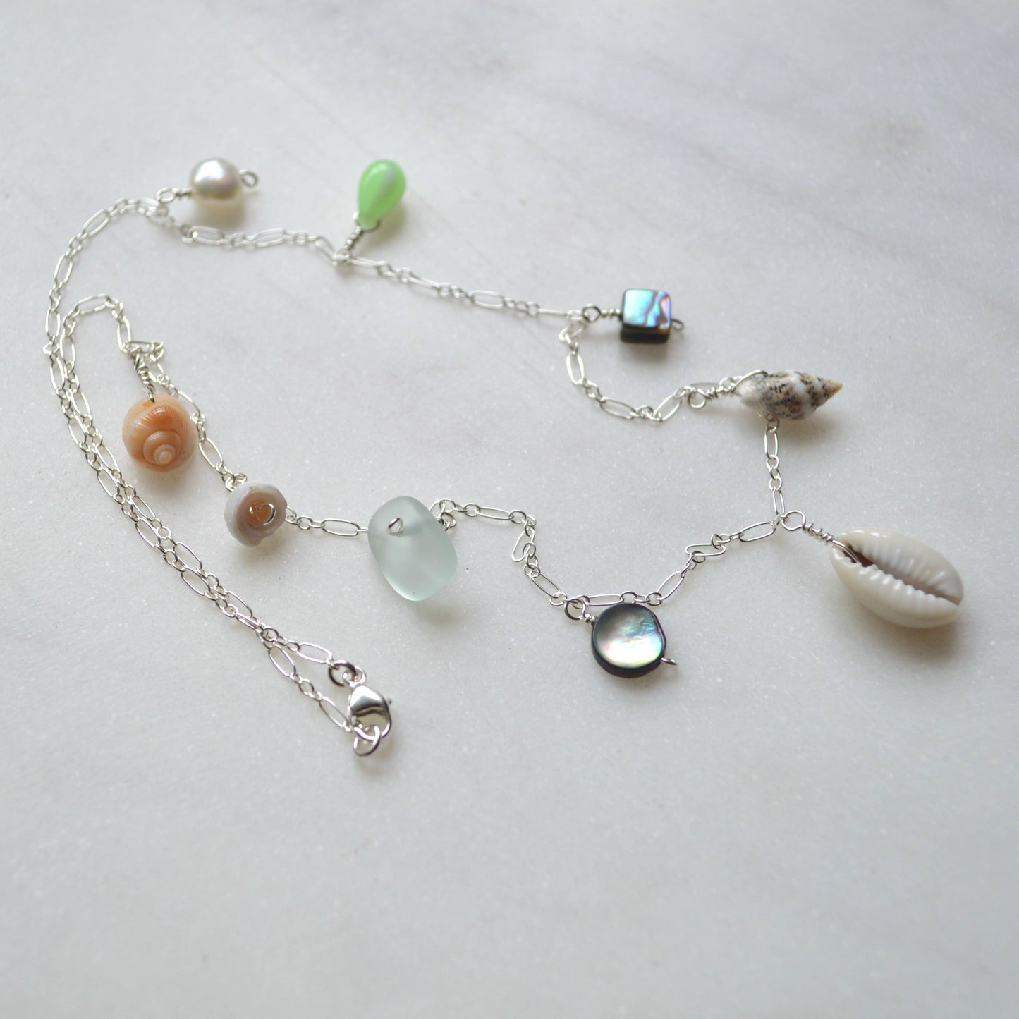 Salty and Sweet Ocean Charm Necklace in Sterling